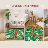 Ultra Soft Area Rug, Non Slip, Stain Resistant, Washable Area Rugs for Living Room, Bedroom, Serene Organic Floral Tapestry(Green)