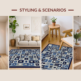Ultra Soft Area Rug, Non Slip, Stain Resistant, Washable Area Rugs for Living Room, Bedroom, Sleek Abstract Blue Pattern(Gray)