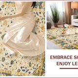 Ultra Soft Area Rug, Non Slip, Stain Resistant, Washable Area Rugs for Living Room, Bedroom, Chic Minimalist Floral Arrangement(Beige)