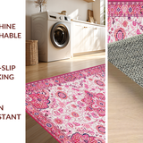 Ultra Soft Area Rug, Non Slip, Stain Resistant, Washable Area Rugs for Living Room, Bedroom, Artistic Bright Floral Impression(Pink)