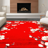 Ultra Soft Area Rug, Non Slip, Stain Resistant, Washable Area Rugs for Living Room, Bedroom, Transitional Abstract Blossom Arrangement(Red)