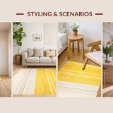Ultra Soft Area Rug, Non Slip, Stain Resistant, Washable Area Rugs for Living Room, Bedroom, Stylish Farmhouse Inspired Decor(Yellow)