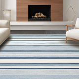 Ultra Soft Area Rug, Non Slip, Stain Resistant, Washable Area Rugs for Living Room, Bedroom, Artisanal Textured Stripe Elegance(Blue)