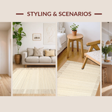 Ultra Soft Area Rug, Non Slip, Stain Resistant, Washable Area Rugs for Living Room, Bedroom, Sleek Contemporary Beige Textural Harmony(Beige)