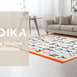 Ultra Soft Area Rug, Non Slip, Stain Resistant, Washable Area Rugs for Living Room, Bedroom, Soft Earthy Toned Alphabet Design(Orange)