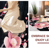 Ultra Soft Area Rug, Non Slip, Stain Resistant, Washable Area Rugs for Living Room, Bedroom, Luxurious Colorful Cherry Petals Design(Black)