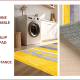 Ultra Soft Area Rug, Non Slip, Stain Resistant, Washable Area Rugs for Living Room, Bedroom, Chic Striped Yellow-Grey Aesthetic(Yellow)