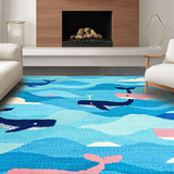 Ultra Soft Area Rug, Non Slip, Stain Resistant, Washable Area Rugs for Living Room, Bedroom, Lively Coastal Escape Imagery(Blue)