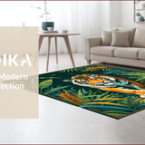 Ultra Soft Area Rug, Non Slip, Stain Resistant, Washable Area Rugs for Living Room, Bedroom, Rustic Green Tropical Motif(Orange)