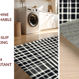 Ultra Soft Area Rug, Non Slip, Stain Resistant, Washable Area Rugs for Living Room, Bedroom, Elegant Black White Layered Stripe Pattern Rug with Textured Absorbency(Black)