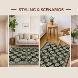 Ultra Soft Area Rug, Non Slip, Stain Resistant, Washable Area Rugs for Living Room, Bedroom, Sophisticated Monochrome Medallion(Black)