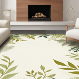 Ultra Soft Area Rug, Non Slip, Stain Resistant, Washable Area Rugs for Living Room, Bedroom, Chic Minimalist Leaf Pattern(Ivory)