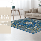 Ultra Soft Area Rug, Non Slip, Stain Resistant, Washable Area Rugs for Living Room, Bedroom, Vibrant Geometric Cultural Aesthetic(Blue)