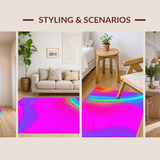 Ultra Soft Area Rug, Non Slip, Stain Resistant, Washable Area Rugs for Living Room, Bedroom, Bright Artistic Layered Design(Pink)