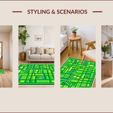 Ultra Soft Area Rug, Non Slip, Stain Resistant, Washable Area Rugs for Living Room, Bedroom, City-Themed Green Toddler Playroom Educational Carpet(Green)