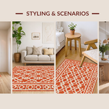Ultra Soft Area Rug, Non Slip, Stain Resistant, Washable Area Rugs for Living Room, Bedroom, Sophisticated Textural Layered Design(Orange)