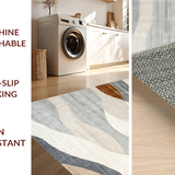 Ultra Soft Area Rug, Non Slip, Stain Resistant, Washable Area Rugs for Living Room, Bedroom, Artful Contemporary Linear Design(Beige)