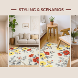 Ultra Soft Area Rug, Non Slip, Stain Resistant, Washable Area Rugs for Living Room, Bedroom, Rustic Vibrant Bloom Arrangement(Yellow)