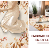 Ultra Soft Area Rug, Non Slip, Stain Resistant, Washable Area Rugs for Living Room, Bedroom, Modern Chic Petal Aesthetic(Beige)