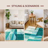 Ultra Soft Area Rug, Non Slip, Stain Resistant, Washable Area Rugs for Living Room, Bedroom, Subtle Geometric Coastal Aesthetics(Blue)