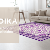Ultra Soft Area Rug, Non Slip, Stain Resistant, Washable Area Rugs for Living Room, Bedroom, Trendy Minimalist Floral Aesthetic(Purple)