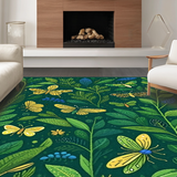 Ultra Soft Area Rug, Non Slip, Stain Resistant, Washable Area Rugs for Living Room, Bedroom, Rustic Earthy Insect Print Design(Green)
