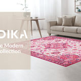 Ultra Soft Area Rug, Non Slip, Stain Resistant, Washable Area Rugs for Living Room, Bedroom, Artistic Bright Floral Impression(Pink)