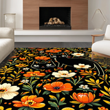 Elegant Cat and Floral Fusion(Black)