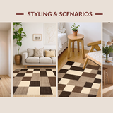 Ultra Soft Area Rug, Non Slip, Stain Resistant, Washable Area Rugs for Living Room, Bedroom, Chic Earthy Checkerboard Aesthetic(Beige)