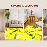 Ultra Soft Area Rug, Non Slip, Stain Resistant, Washable Area Rugs for Living Room, Bedroom, Bright Lemon Design for Cheerful Decor(Yellow)