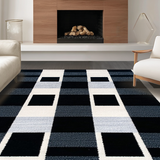 Ultra Soft Area Rug, Non Slip, Stain Resistant, Washable Area Rugs for Living Room, Bedroom, Contemporary Black and White Checkered Aesthetic(Black)