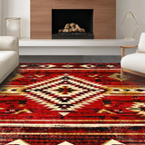 Ultra Soft Area Rug, Non Slip, Stain Resistant, Washable Area Rugs for Living Room, Bedroom, Striking Distressed Rustic Elements(Red)