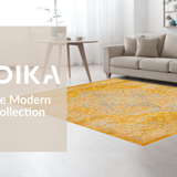 Ultra Soft Area Rug, Non Slip, Stain Resistant, Washable Area Rugs for Living Room, Bedroom, Luxurious Vintage Curvilinear Forms(Yellow)