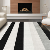 Ultra Soft Area Rug, Non Slip, Stain Resistant, Washable Area Rugs for Living Room, Bedroom, Designer Dual-Tone Horizontal Lined Rug with Geometric Precision(Black)