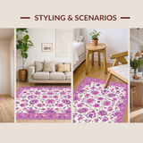Ultra Soft Area Rug, Non Slip, Stain Resistant, Washable Area Rugs for Living Room, Bedroom, Whimsical Floral Boho Aesthetic(Ivory)