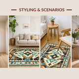 Ultra Soft Area Rug, Non Slip, Stain Resistant, Washable Area Rugs for Living Room, Bedroom, Bold Colorful Ethnic Artistry(Brown)