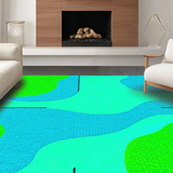 Ultra Soft Area Rug, Non Slip, Stain Resistant, Washable Area Rugs for Living Room, Bedroom, Dynamic Circular Symmetry Concept(Green)