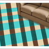 Ultra Soft Area Rug, Non Slip, Stain Resistant, Washable Area Rugs for Living Room, Bedroom, Modern Checked Living Room Carpet in Turquoise and Brown(Beige)