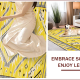 Ultra Soft Area Rug, Non Slip, Stain Resistant, Washable Area Rugs for Living Room, Bedroom, Tribal Yellow Diamond Motif(Yellow)