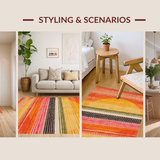 Ultra Soft Area Rug, Non Slip, Stain Resistant, Washable Area Rugs for Living Room, Bedroom, Whimsical Pastel Geometric Arrangement(Orange)
