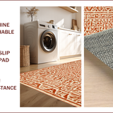Ultra Soft Area Rug, Non Slip, Stain Resistant, Washable Area Rugs for Living Room, Bedroom, Contemporary Symmetrical Patterned Accent(Orange)
