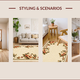 Ultra Soft Area Rug, Non Slip, Stain Resistant, Washable Area Rugs for Living Room, Bedroom, Vintage Floral Non-Slip Dining Room(Beige)