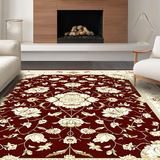 Ultra Soft Area Rug, Non Slip, Stain Resistant, Washable Area Rugs for Living Room, Bedroom, Rustic Elegant Floral Arrangement Design(Red)