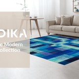 Ultra Soft Area Rug, Non Slip, Stain Resistant, Washable Area Rugs for Living Room, Bedroom, Blue Ribbon Knot Rug with Repeating Bow Shapes and Linear Details(Blue)