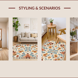 Ultra Soft Area Rug, Non Slip, Stain Resistant, Washable Area Rugs for Living Room, Bedroom, Faded Floral Bedroom Carpet for Minimal Living(Beige)
