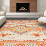 Ultra Soft Area Rug, Non Slip, Stain Resistant, Washable Area Rugs for Living Room, Bedroom, Elegant Tiled Artisan Design(Orange)