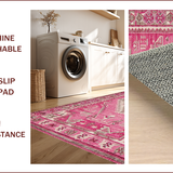 Ultra Soft Area Rug, Non Slip, Stain Resistant, Washable Area Rugs for Living Room, Bedroom, Vibrant Hot Pink Rustic Style(Pink)