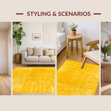 Ultra Soft Area Rug, Non Slip, Stain Resistant, Washable Area Rugs for Living Room, Bedroom, Bright Cheerful Outdoor Serenity(Yellow)