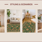 Ultra Soft Area Rug, Non Slip, Stain Resistant, Washable Area Rugs for Living Room, Bedroom, Vintage Floral Non-Slip Living Room Rug(Green)