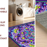 Ultra Soft Area Rug, Non Slip, Stain Resistant, Washable Area Rugs for Living Room, Bedroom, Whimsical Mandala Color Fusion(Purple)